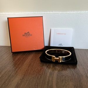 Authentic Hermes Black Clic H Bracelet, PM